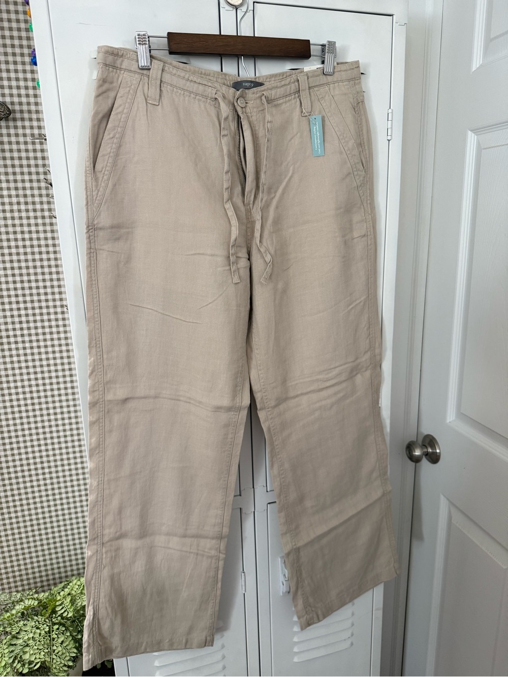Apt. 9 Neutral Linen-Blend Drawstring Pants